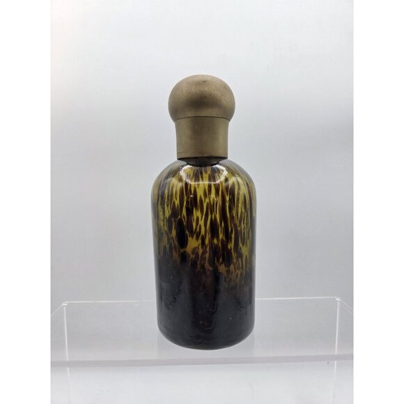 Antique Tortoiseshell Murano Glass 6" Perfume Bottle w/ Brass Lid Apothecary